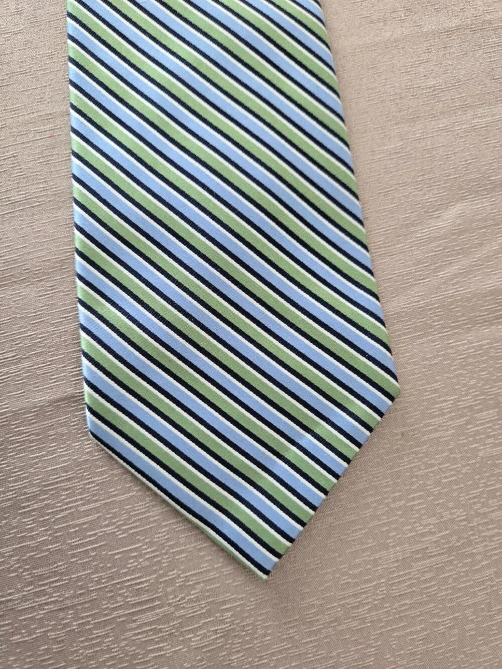 IZOD Men's Blue Green Striped Necktie | Classic Business Dress Tie
